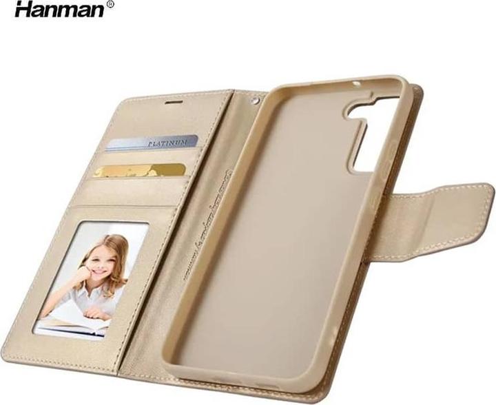 Produktbild Hanman Samsung Galaxy S21 FE 5G - Mill Flip Case mit 3 Kartenfächern, gold (Samsung Galaxy S21 FE 5G)