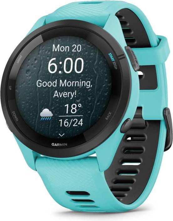 Actual product image Garmin 010-02810-12 Forerunner 265 Music, Aqua (46 mm)