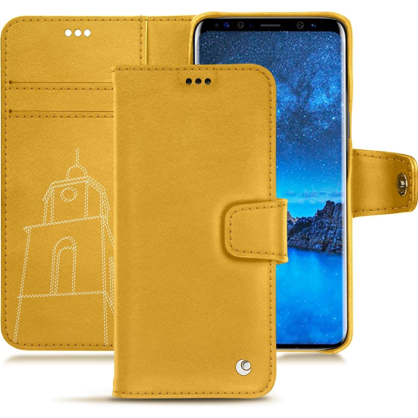 Noreve Lederschutzhülle Wallet (Samsung Galaxy S9), Smartphone Hülle, Gelb
