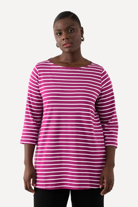 Produktbild Ulla Popken Ringelshirt, Pima Cotton, U-Boot-Ausschnitt, 3/4-Arm (42, 44)