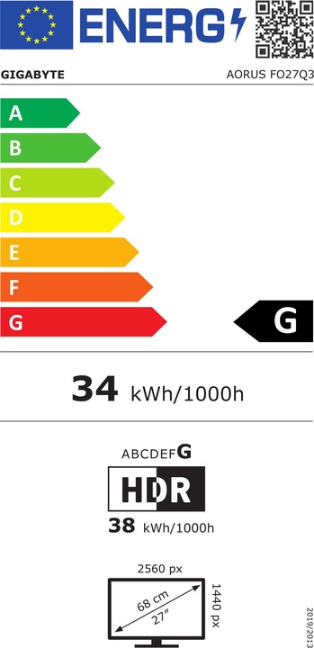 Energie-Label Gigabyte Aorus FO27Q3 (2560 x 1440 Pixel, 27")