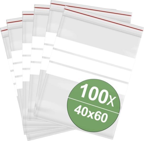 Quadrios Druckverschlussbeutel mit Beschriftungsstreifen (B x H) 40 mm x 60 mm Transparen