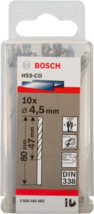 Produktbild Bosch Professional Zubehör PRO Stainless Steel HSS-Co Spiralbohrer, 4.5 x 47 x 80 mm (4.5 mm)