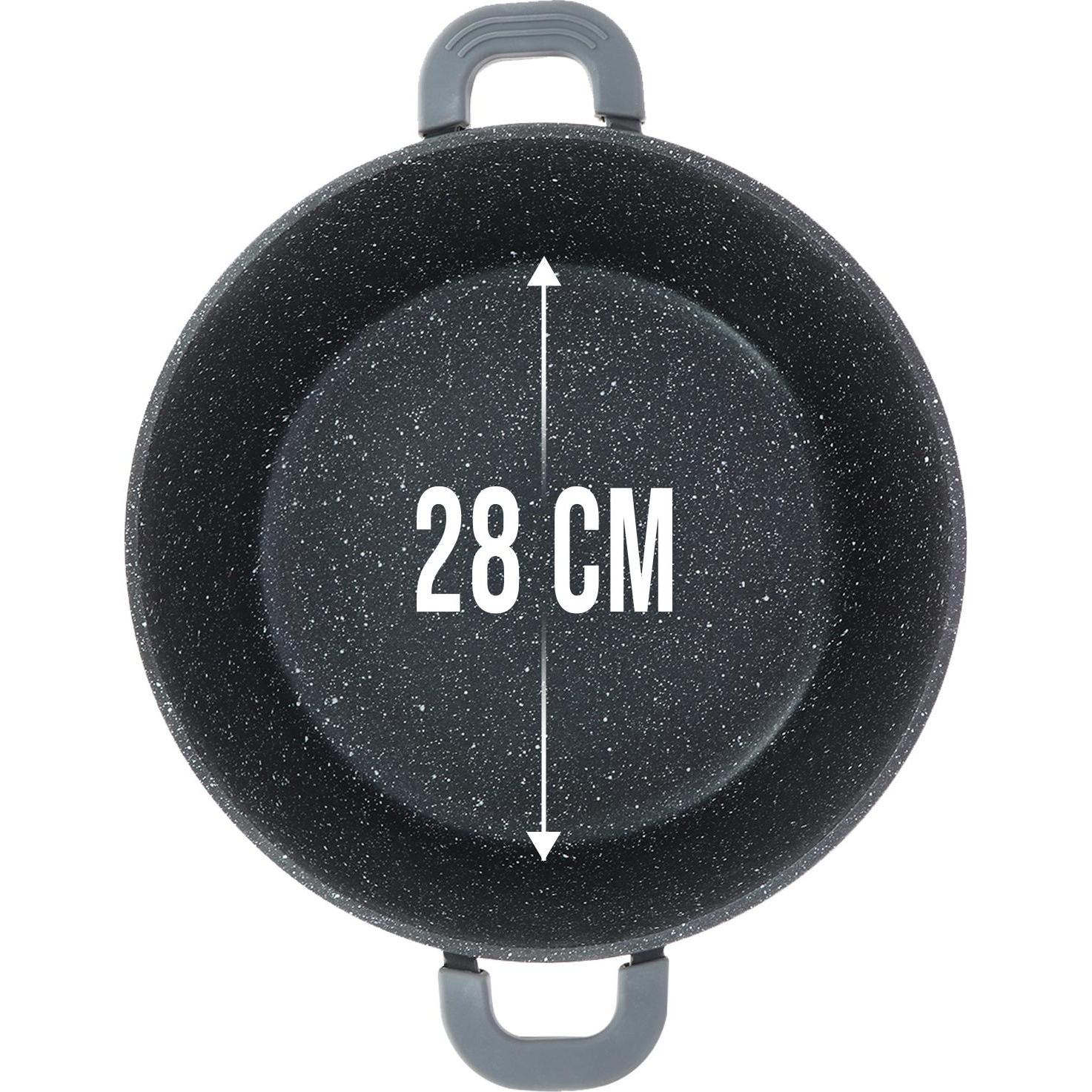 Thumbnail - Cheffinger Induktionstopf Antihaftbeschichtet Marmoreffekt 28cm mit Deckel, Pfanne + Kochtopf, Schwarz