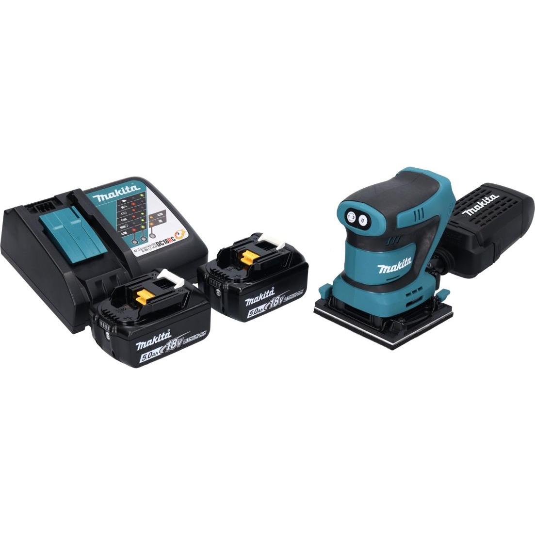 Thumbnail - Makita, Schleifmaschine + Poliermaschine, DBO 480 RT Akku Schwingschleifer 18 V 112 x 102 mm + 2x Akku 5,0 Ah + Ladegerä...