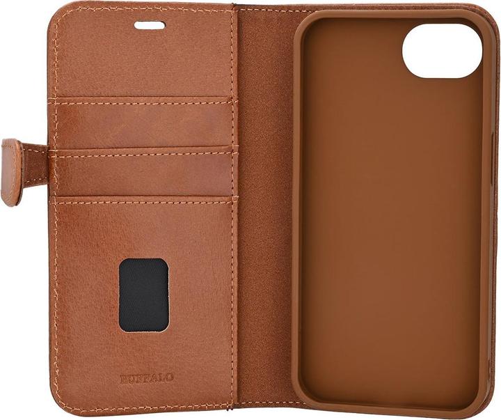 Actual product image Buffalo 2in1 Leather 3 card MagSeries iPhone 16e Brown (Apple iPhone 16e, Apple iPhone 17e)