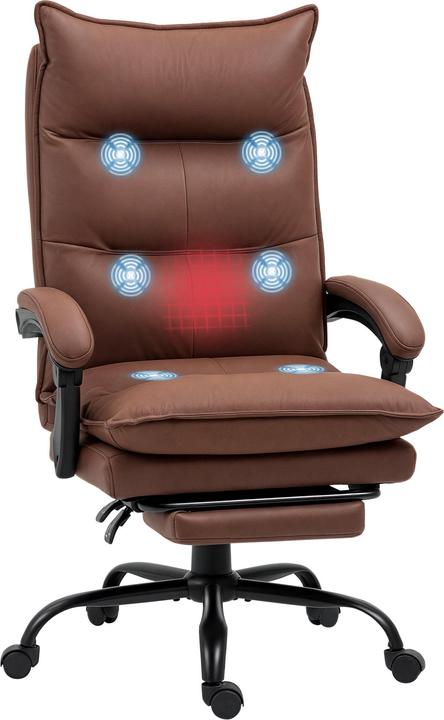 Vinsetto Massage-Bürostuhl Polyester, Stahl Braun (56 - 64 cm)