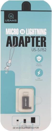 Produktbild Usams Adapter microUSB-lightningze smyczą czarny/black SJ152ML01 (US-SJ152)
