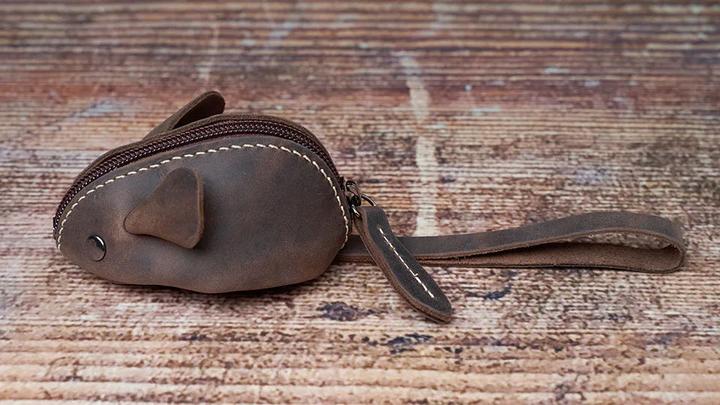 Actual product image Only-Bags.Store Vintage Mini Mini Coin Wallet Genuine Leather Small Wallet Mouse Storage Bag