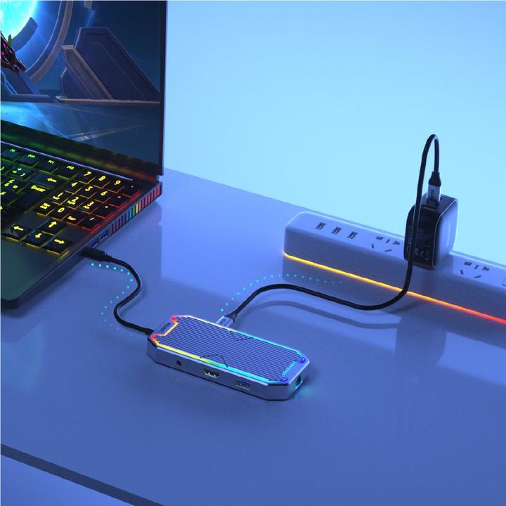 Actual product image Unitek HUB USB-C HDMI RJ45 PD 100W (USB-C, 7 Ports)