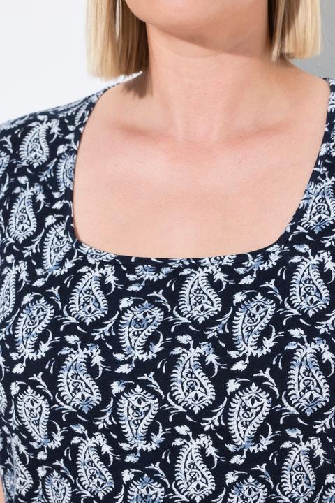 Actual product image Ulla Popken Paisley Sprit Square Neck A-Line Tee (56)