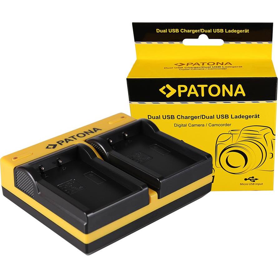 Patona Caricabatterie doppio per Olympus PS-BLS1 Evolt E400 E400 E-400 E410 E410 E410 incl. Micro- (Caricabatterie per fotocamere), Alimentatore fotoc