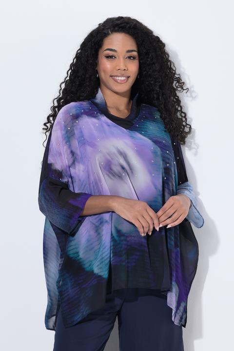 Produktbild Ulla Popken Chiffon-Tunika, doppellagig, Schalkragen, 3/4-Arm (50, 52)