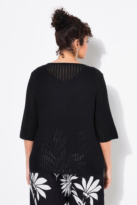 Produktbild Ulla Popken Pullover, Ajourmuster, U-Boot-Ausschnitt, Halbarm (46, 48)