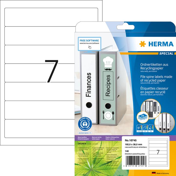 Productafbeelding HERMA Etiketten voor recyclagemappen A4