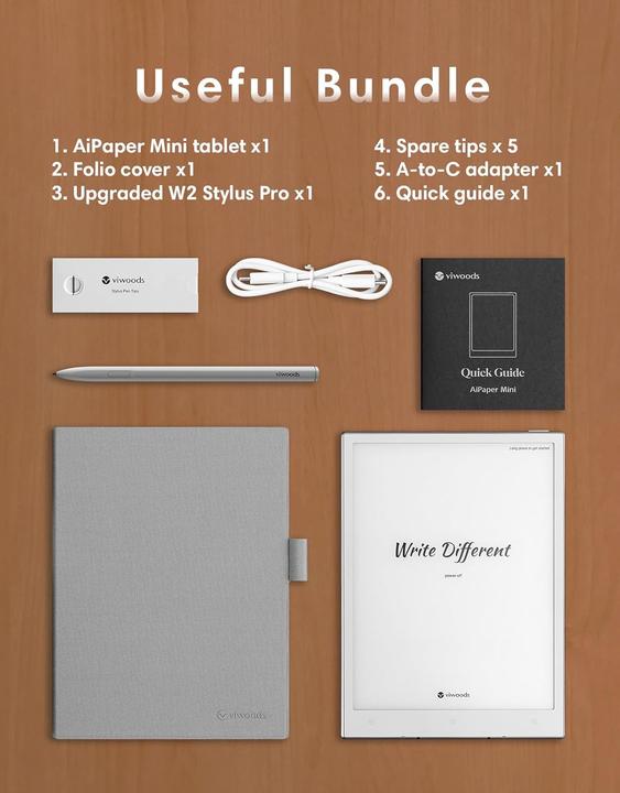 Image du produit Viwoods AiPaper Mini (WLAN uniquement, 8.20", 128 Go, Blanc, Gris)