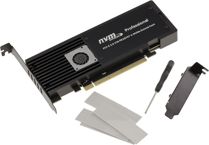Immagine prodotto Kalea-informatique Controller PCIe 3.0 x16 per 4 SSD M.2 NVMe con chipset PLX PEX8747 e dissipazione attiva