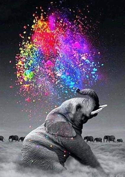 Produktbild Figured'Art Diamond Painting Elefant und Farben ohne Rahmen