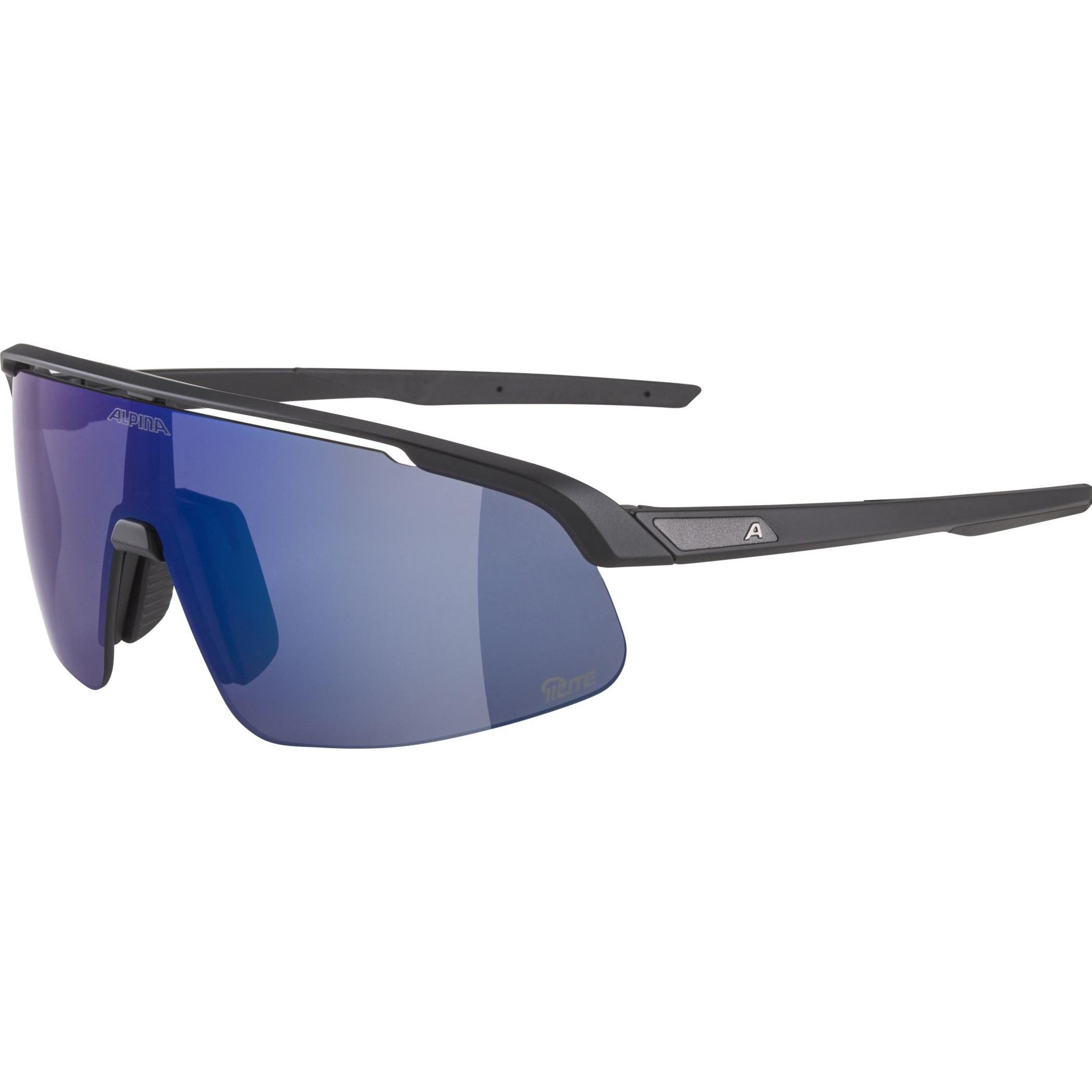ALPINA SPORTS, Unisex, Sportbrille, Turbo Pro S Q-Lite (Black Matt, Blue), Schwarz