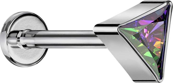 Immagine prodotto Star Piercing Micro labret filo interno argento triangolo argento cristallo scuro multicolore (Titanio, senza ottone)