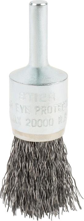 Stier Pinselkopfbürste Ø 19 mm, Schaft-Ø 6 mm, 0,3 mm, gewellt, Stahl