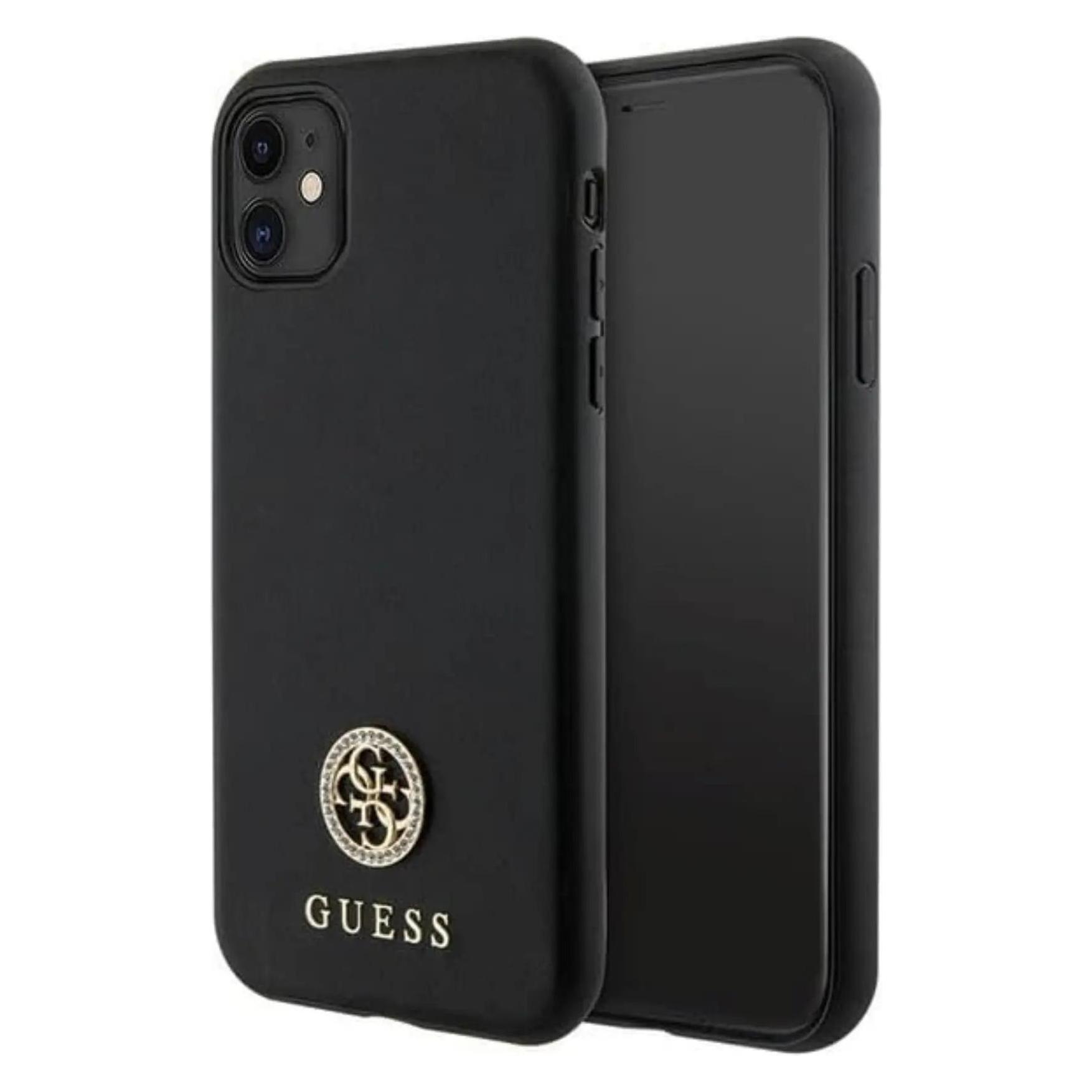 Guess GUHCN61PS4DGPK IPhone 11 / Xr 6.1" Czarny/zwarte Hardcase Strass-metalen Logo (Apple IPhone 11, Apple IPhone Xr), Smartphonehoes, Zwart