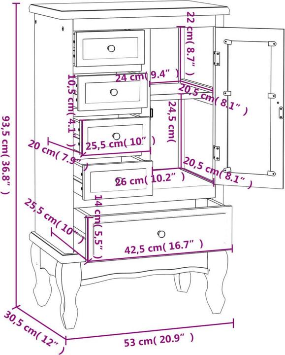 Actual product image vidaXL Schrank (53 x 30.50 x 95.50 cm)