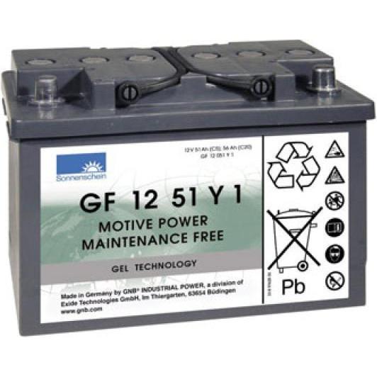 Exide, Versorgungsbatterie, Dryfit GF 12 051 Y1 Blei Akku mit A-Pol 12V, 51000mAh (12 V, 51 Ah)