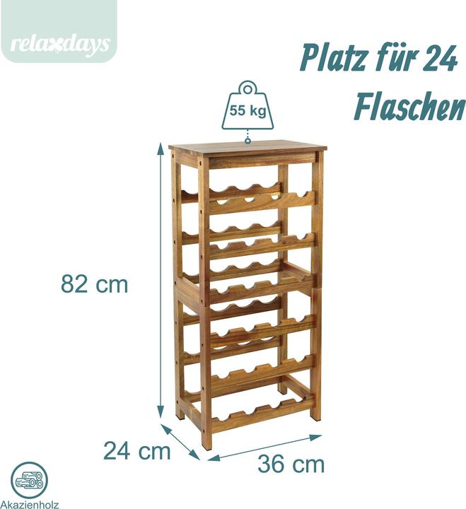 Actual product image Relaxdays winerack (24 bottles, 24 x 36 x 82 cm)