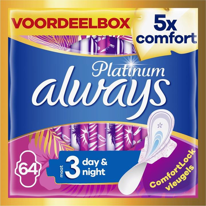 Produktbild Always Ultra Platinum Day Night Σερβιέτες Μέγεθος 3 Special Pack 64 Τεμάχια (64x)