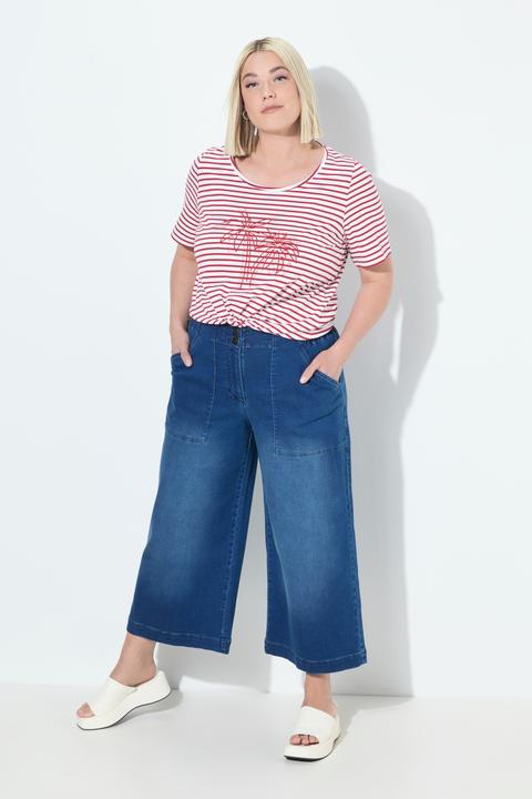 Produktbild Ulla Popken Jeans-Culotte Rose, weites Bein, Komfortbund, wadenlang (48)