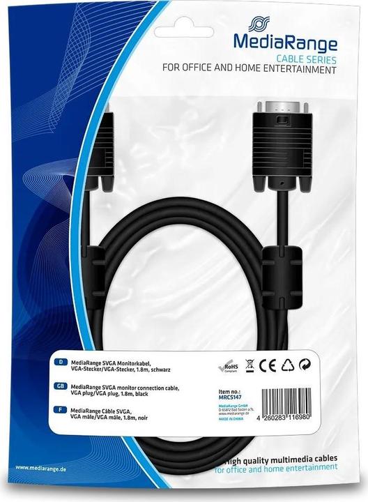 Image du produit MediaRange Câble VGA (1.80 m)