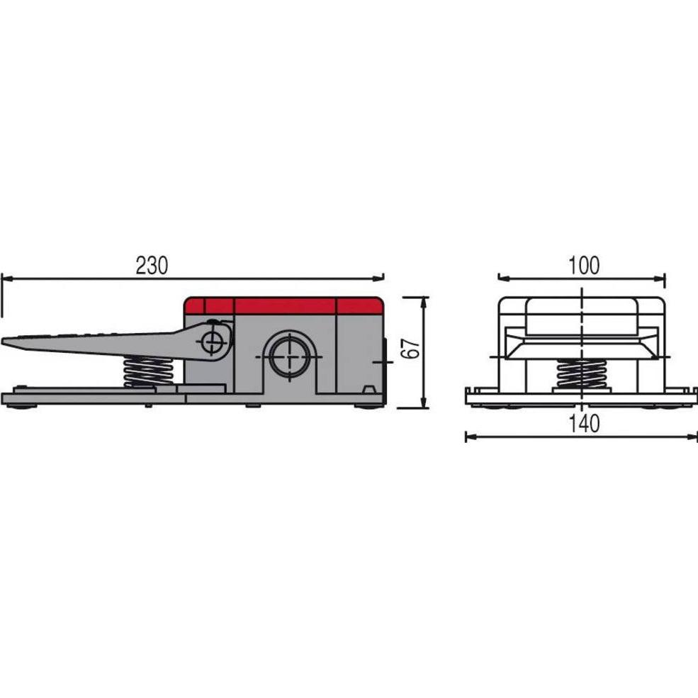 Thumbnail - Pizzato Elettrica PA 20301-M2 Fussschalter 250 V/AC 6 A 1 Pedal 1 Schliesser, 1 Ö, Taster + Schalter, Rot