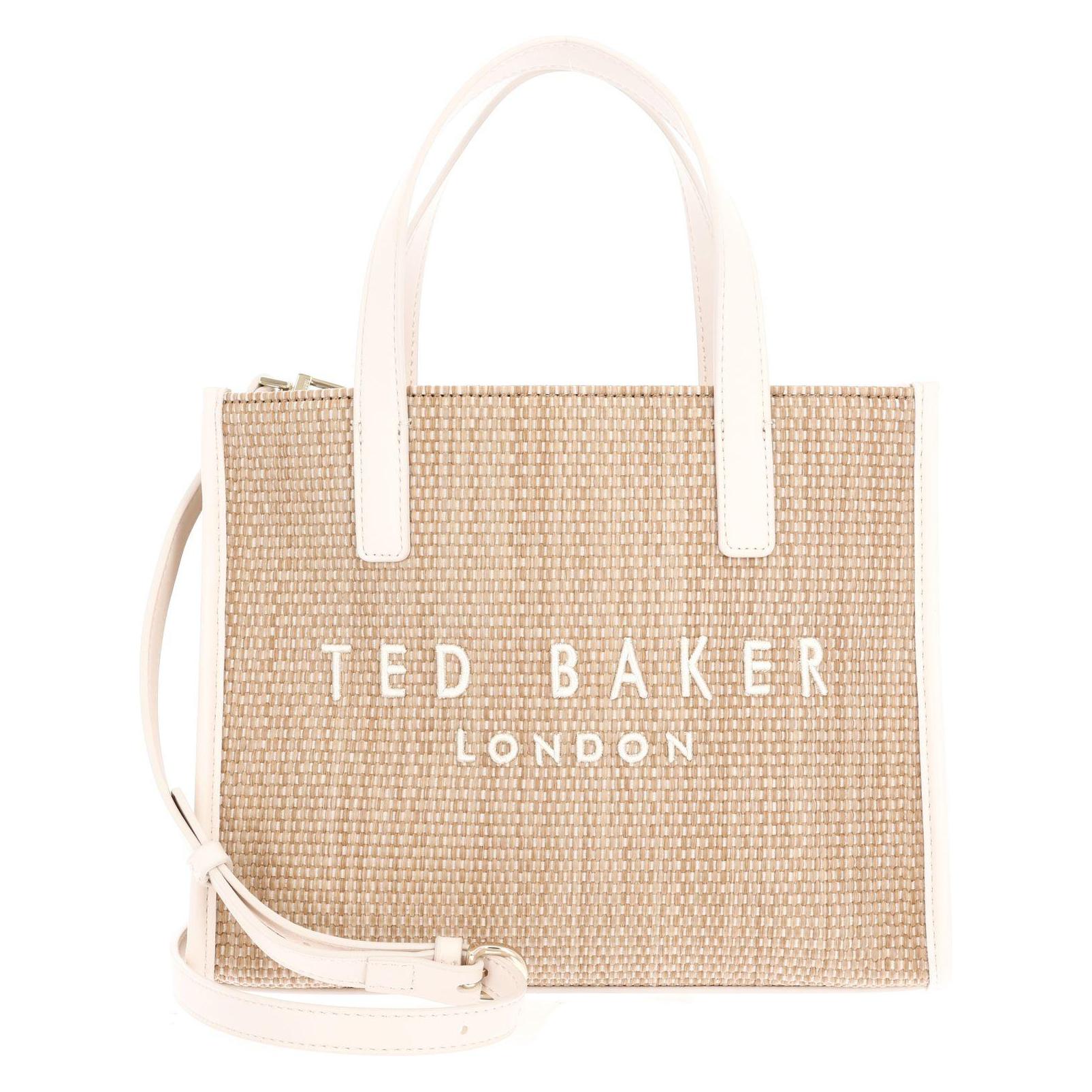 Ted Baker, Damen, Handtasche, Paolina Faux Raffia Small Icon Bag, Beige