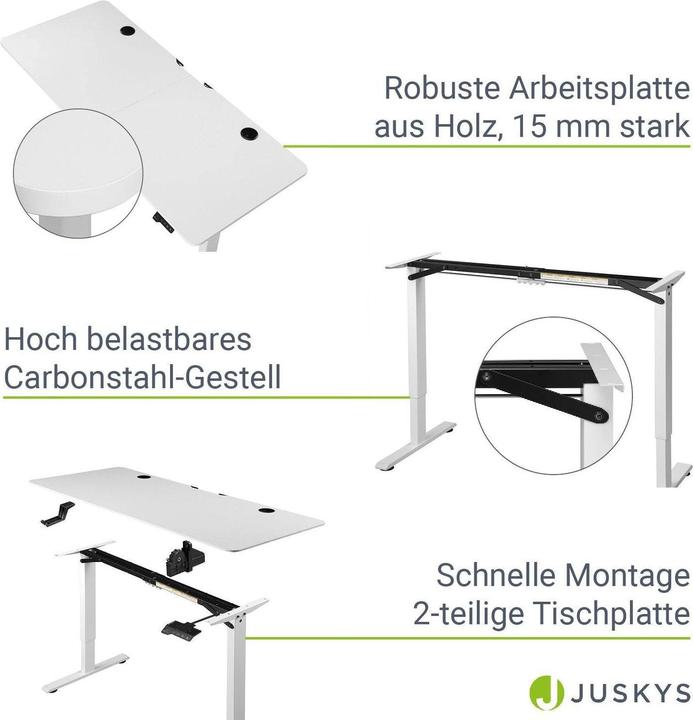 Actual product image Juskys Adjustable desk (140 x 60 cm)