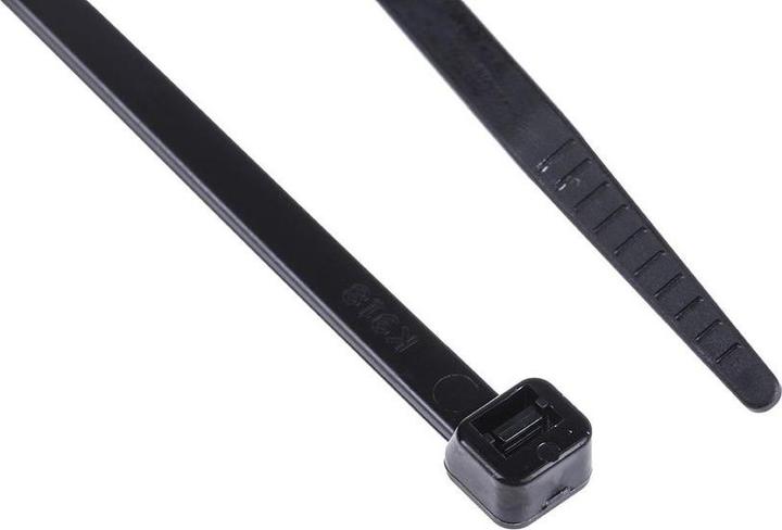 Produktbild RS PRO Cable Tie 250x4.8 Black Nylon 66 (Kunststoffkabelbinder, 250 mm, 100 Stk.)