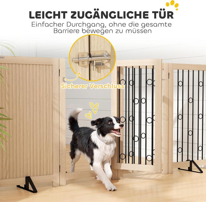 Immagine prodotto PawHut Absperrgitter Hund MDF, Stahl Eiche
