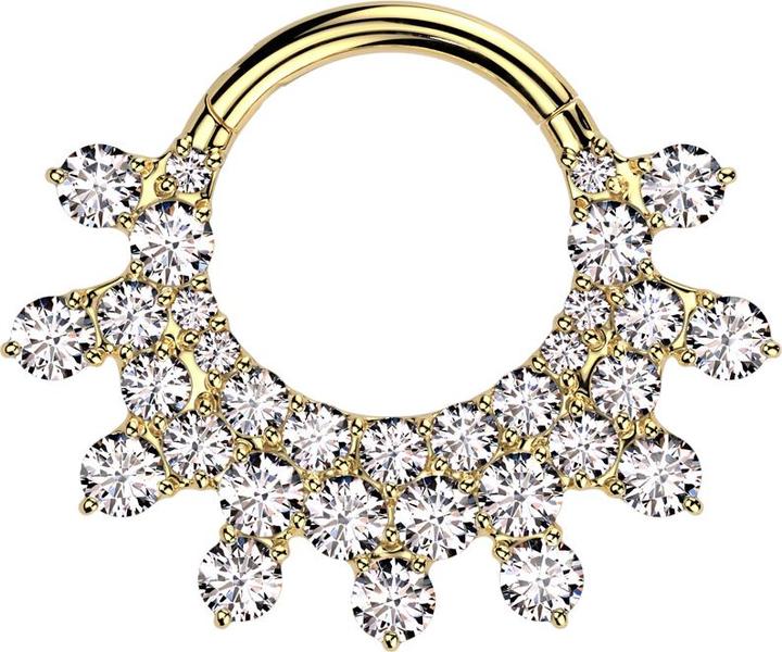 Image du produit Star Piercing Micro anneau segment pliable doré soleil cristaux argentés (Titane, sans laiton)