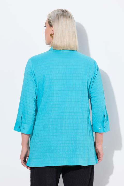 Actual product image Ulla Popken Bubble Texture Solid Button Front Stretch Blouse (46, 48)