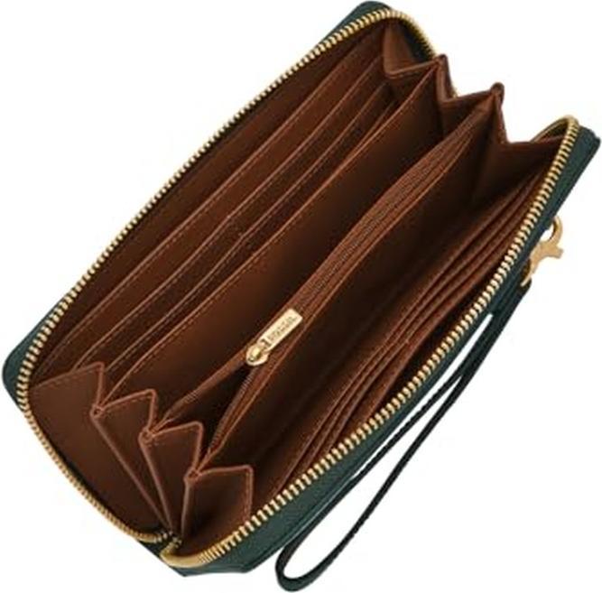 Actual product image Fossil Smooth Leather Zip Continental Wallet with Removable Wrist Strap