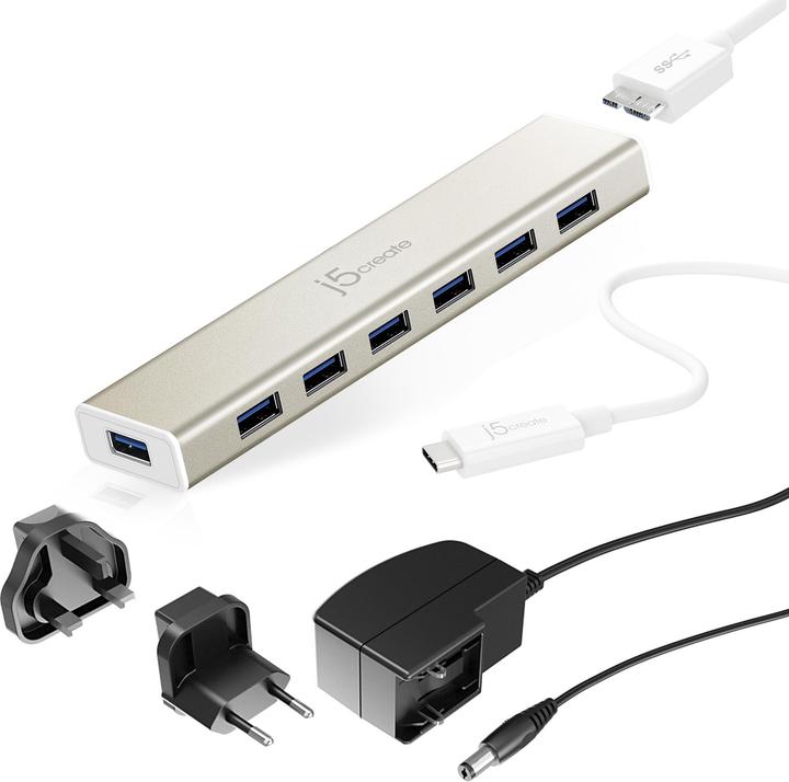Produktbild j5Create USB 3.0 Type-C Hub (USB-C, 7 Ports)