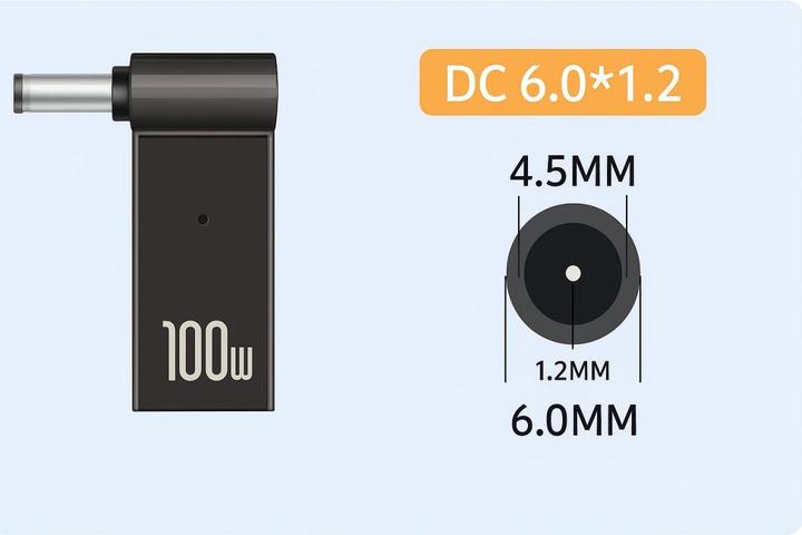 Produktbild PowerGuard USB-C to Notebook Charger Adapter DC Barrel (6.0 x 4.5mm, 1.2mm) (90 W)