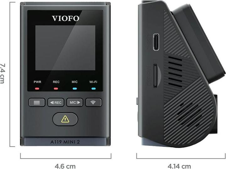 Image du produit Viofo A119 Mini 2 (Vision nocturne, WiFi, Récepteur GPS, Microphone intégré, Accéléromètre, QHD)