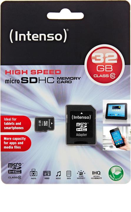 Image du produit Intenso microSD Class 10 (32 Go, microSDHC, U1)