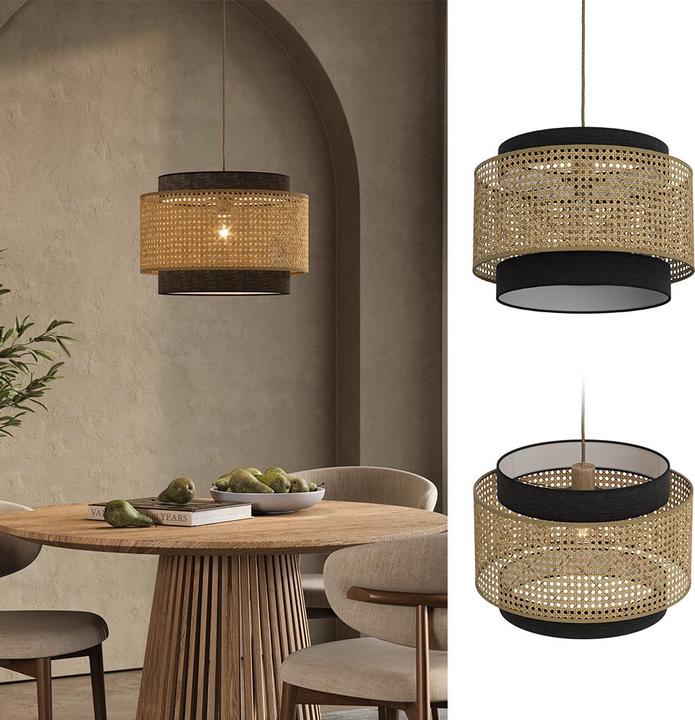 Actual product image Vicco Ceiling lamp Morten, Rattan/black, 45 x 31 cm (E27)