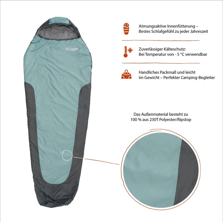 Immagine prodotto Where Tomorrow Schlafsack ultraleicht Polyester, Petrol (200 cm)