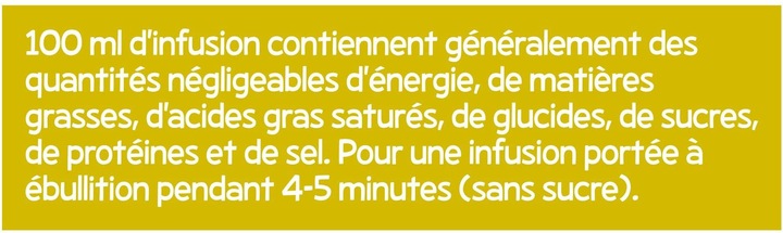 Valeurs nutritives et ingrédients Elephant Infusion Tilleul Citron (28 g)