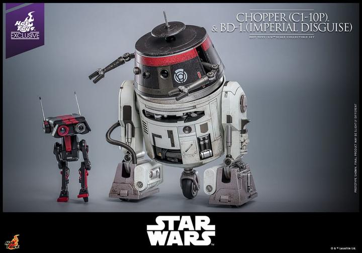 Actual product image Hot Toys Star Wars Actionfigur Set 1/6 Chopper (C1-10P™) & BD-1™ (Imperial Disguise) 18 cm & 8 cm