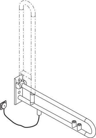Hewi Steun scharnierend gr. E-exec. SERIES 801 inbouw/radiotoets geel 900mm signaal wit (7.80 x 25.90 cm)