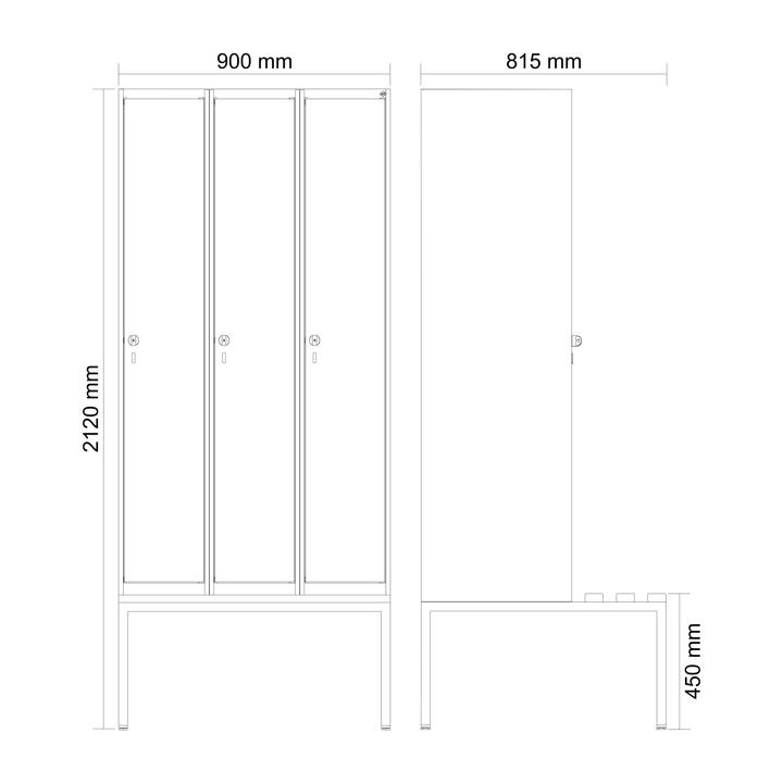 Actual product image C+P Garderobenschrank Classic Plus, Abteilbreite 30 cm, mit Sitzbank (90 cm, 185 cm)
